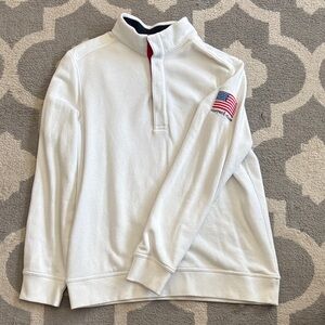 Vineyard Vines White snap Sweatshirt with Flag Detail